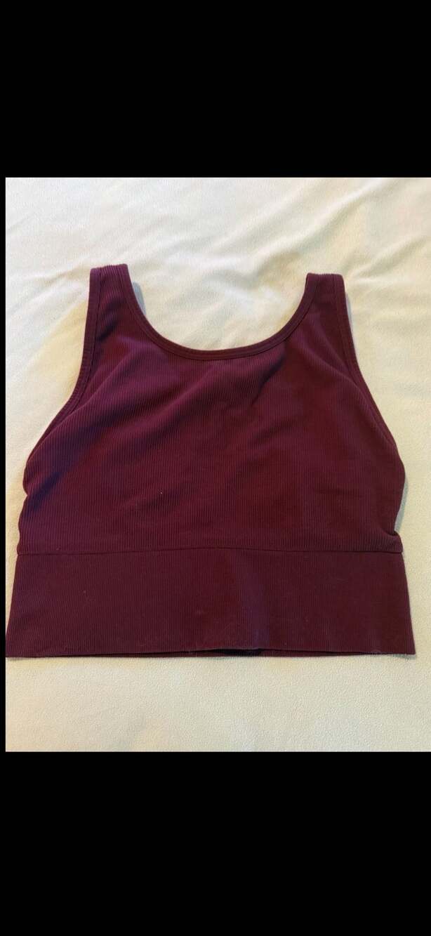 Victoria's Secret Seamless Ribbed Crop Tank Top Size L Burgundy
